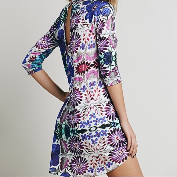 FREE PEOPLE NEW ROMANTICS Floral DRESS Trapeze NEW - Picture 3 of 7